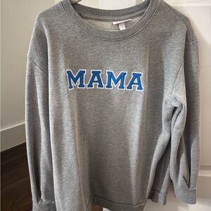 MAMA Gray Sweatshirt with Blue Women’s size M